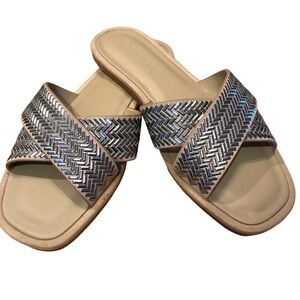 1 State Woman’s Gelsey Leather Open Toe Casual Slide Sandals Size  8.5